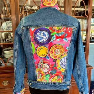 Colorful Jean Jacket with Floral Design- The Rosie